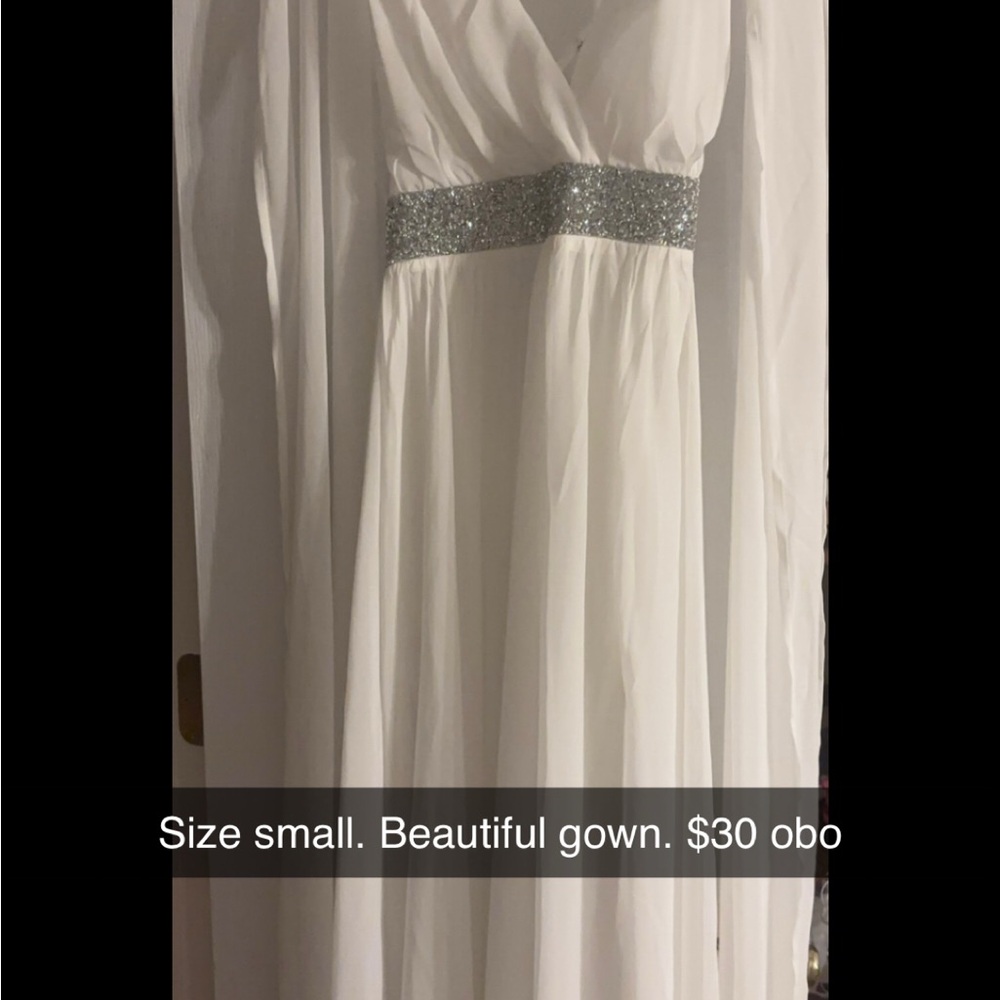 Elegant White Gown with Silver Accents